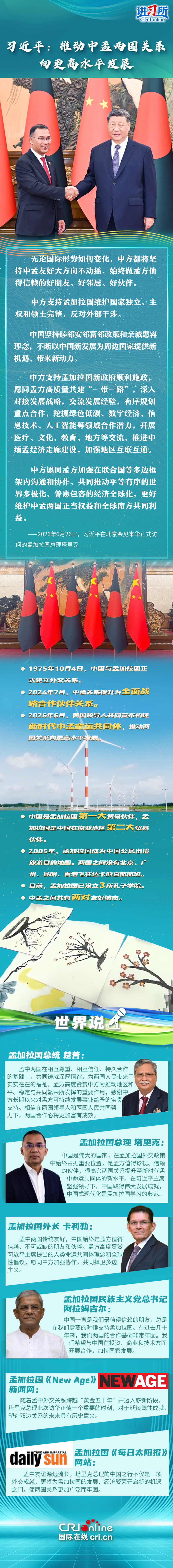 【讲习所·中国与世界】习近平:推动中孟两国关系向更高水平发展